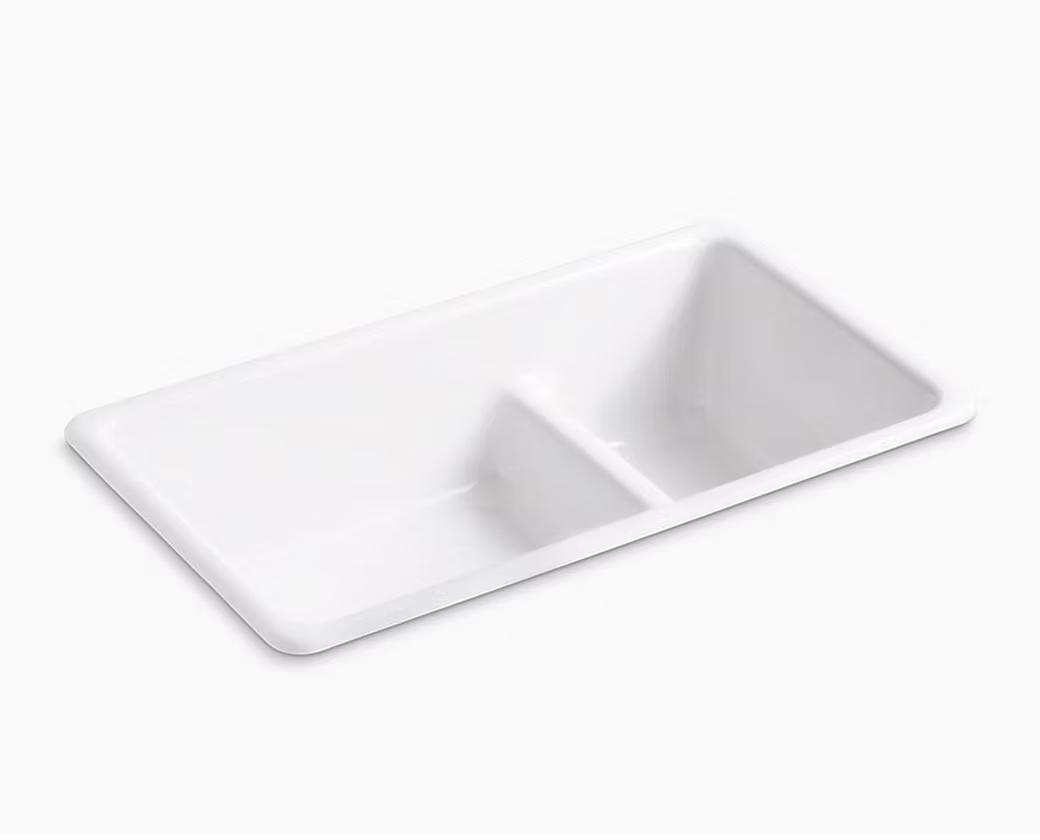KOHLER Iron Tones 70/30 Cast Iron Reversible Undermount or Drop-in Kitchen Sink