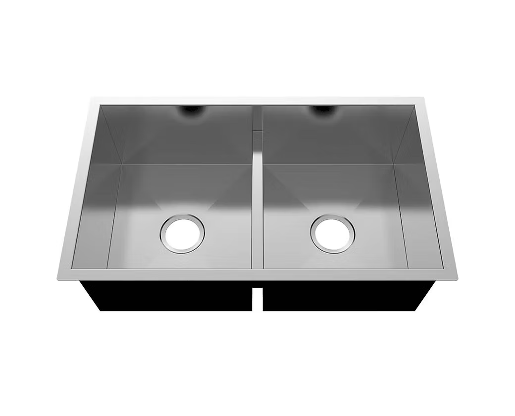 PROHS Low-Divide 50/50 Undermount Handmade Stainless Steel Kitchen Sink
