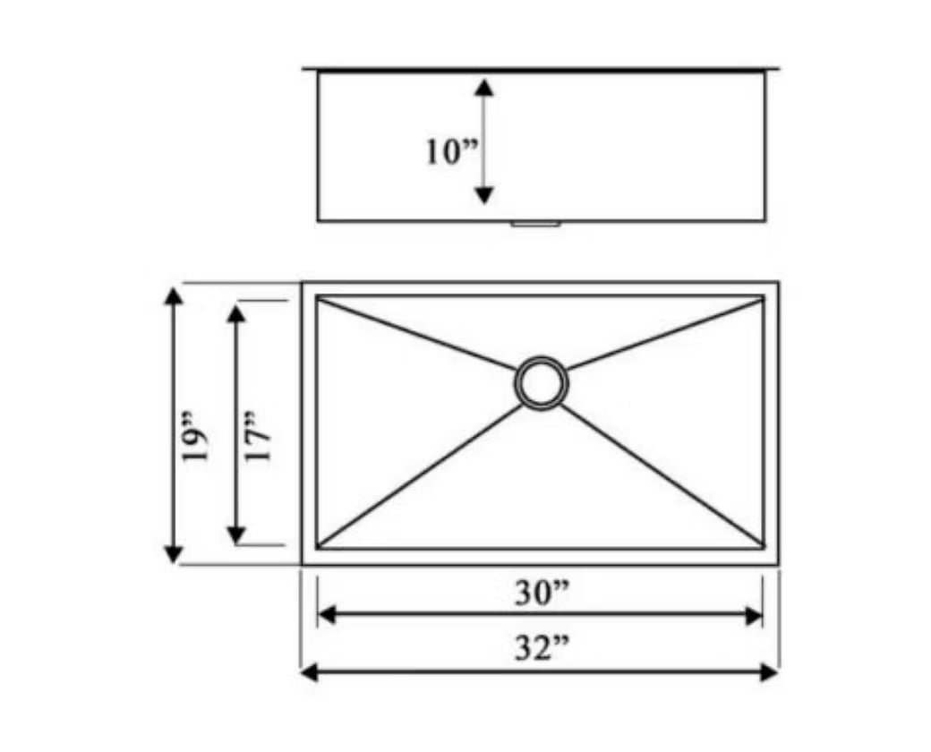 PROHS Large Single Bowl Handmade Stainless Steel Undermount Kitchen Sink