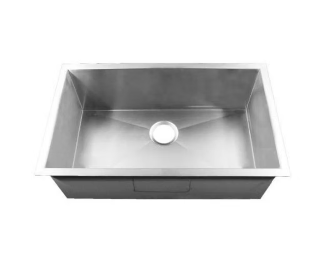 PROHS Large Single Handmade Stainless Steel Undermount Kitchen Sink