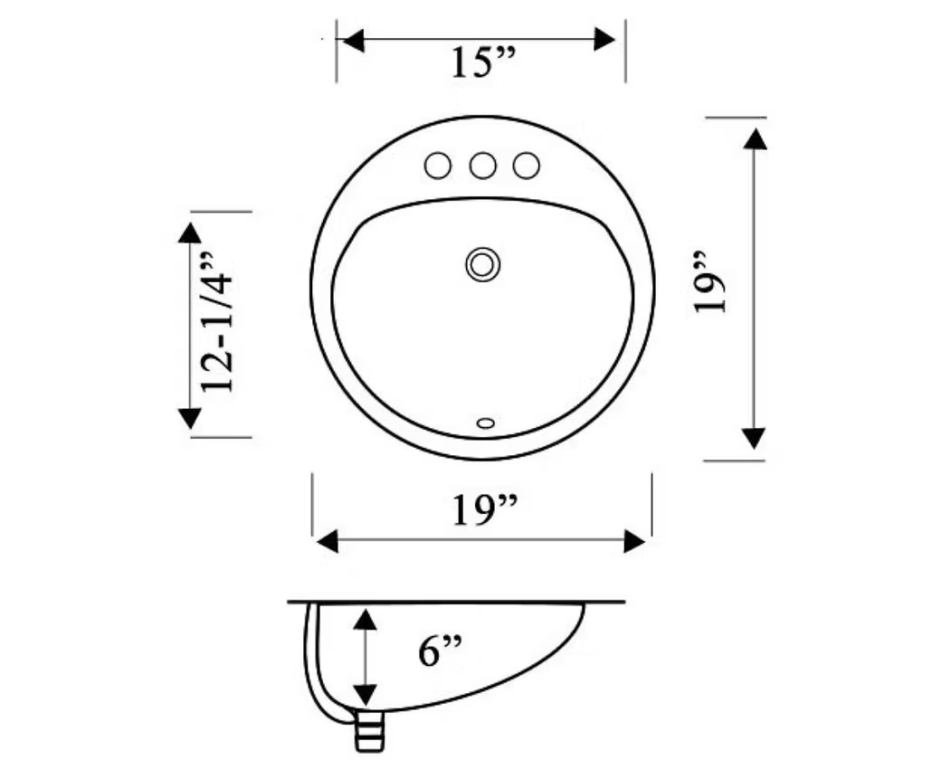 PROHS Round Porcelain Drop-In Vanity Sink