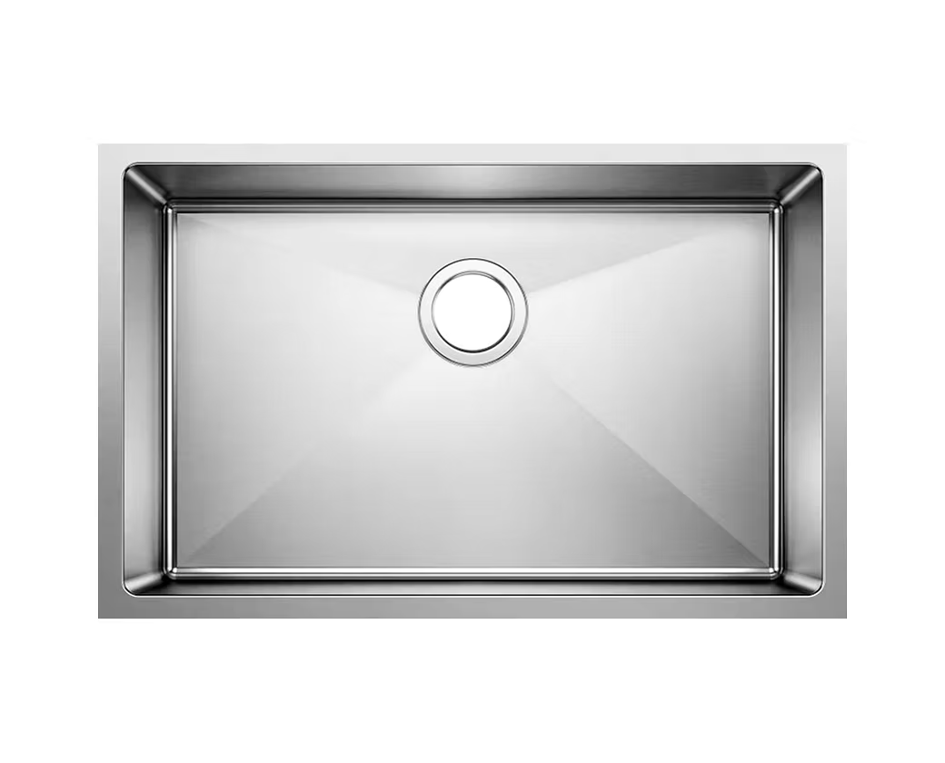 PROHS Large Radial Corner Single Bowl Handmade Stainless Steel Kitchen Sink