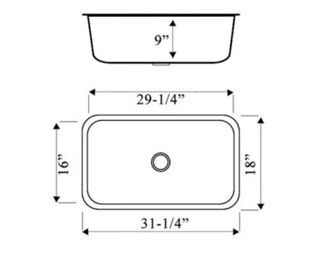 PROHS Large Single Bowl Stainless Steel Undermount Kitchen Sink