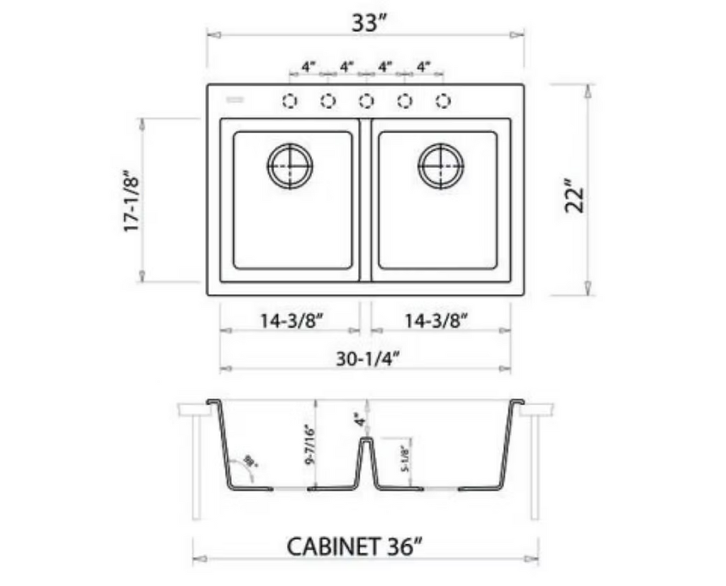 Q Milano 50-50 Low Divide Granite Composite Kitchen Sink