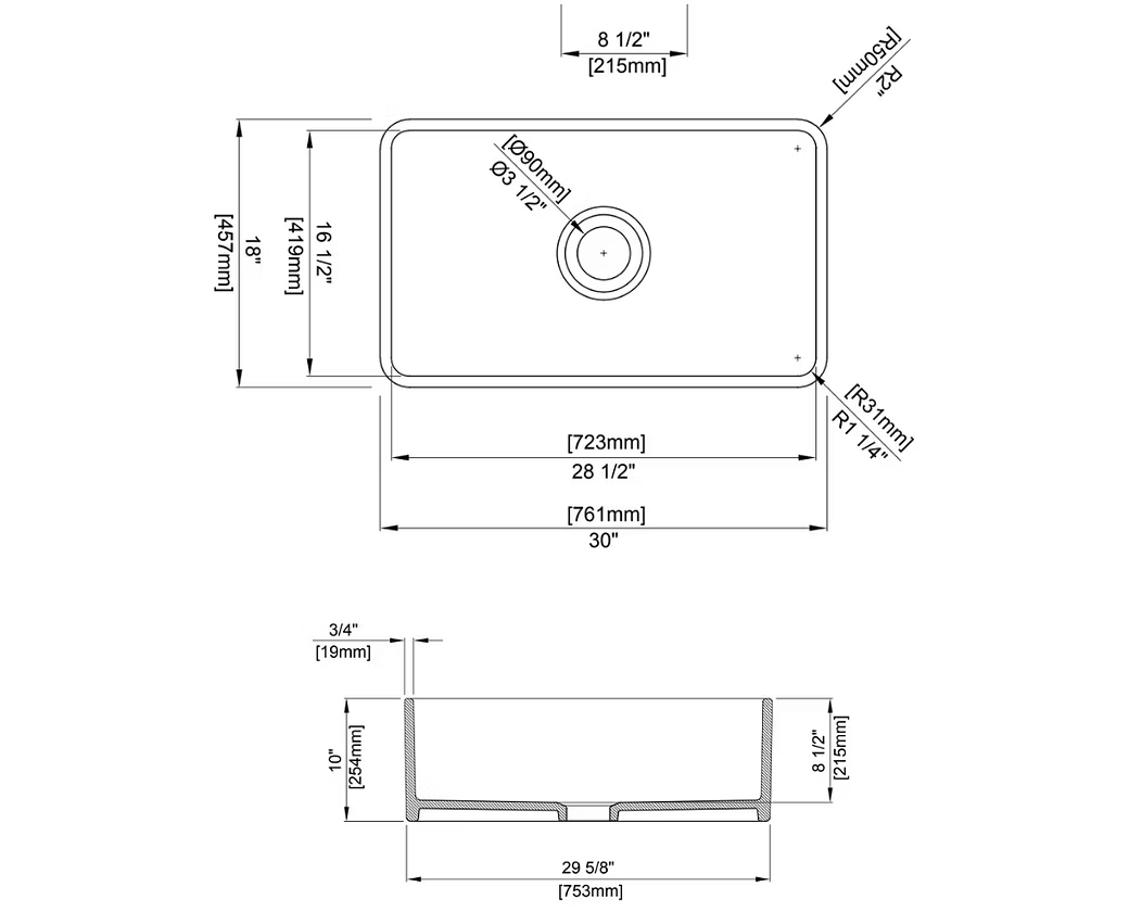 Q Toscana Single Bowl Fireclay Kitchen Sink