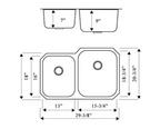 PROHS Skinny 40/60 Double Bowl Stainless Steel Undermount Kitchen Sink