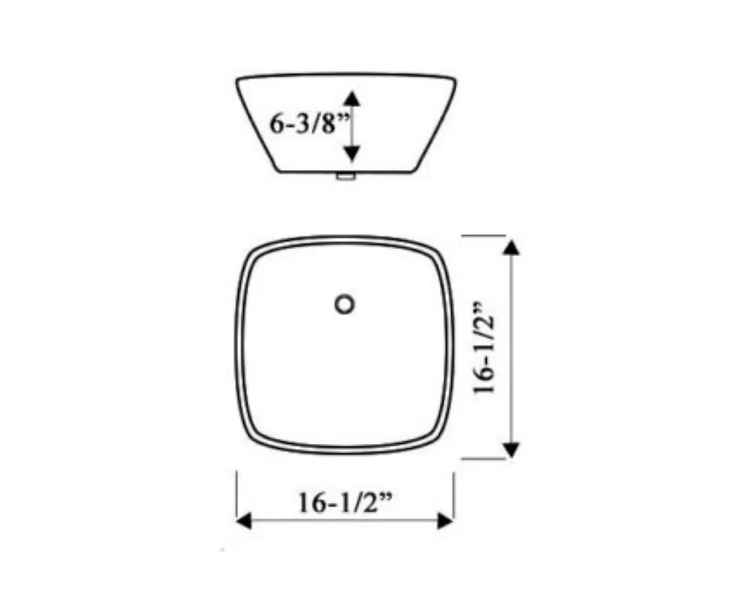 PROHS Rounded Rectangle Vessel Porcelain Vanity Sink