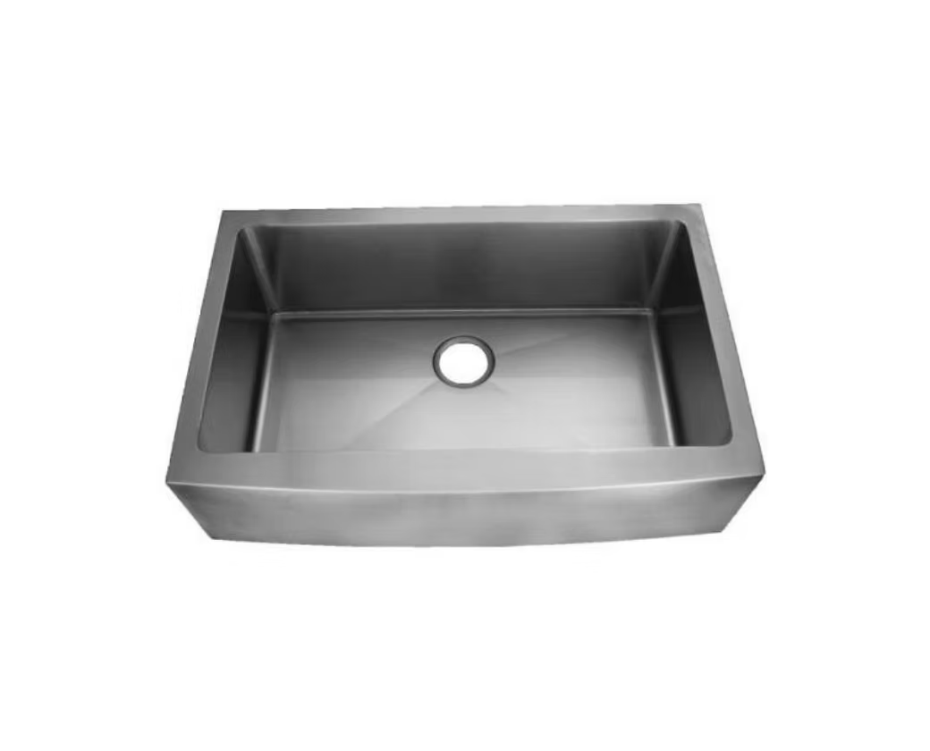 PROHS Round Front Single Bowl Farmhouse Apron Handmade Kitchen Sink