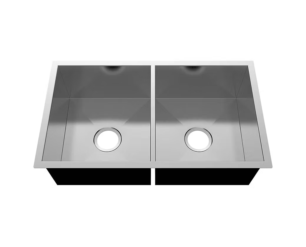 PROHS Equal Double Bowl Handmade Stainless Steel Undermount Kitchen Sink