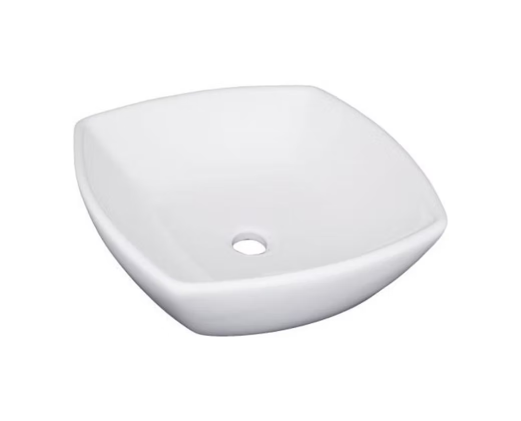 PROHS Rounded Rectangle Vessel Porcelain Vanity Sink