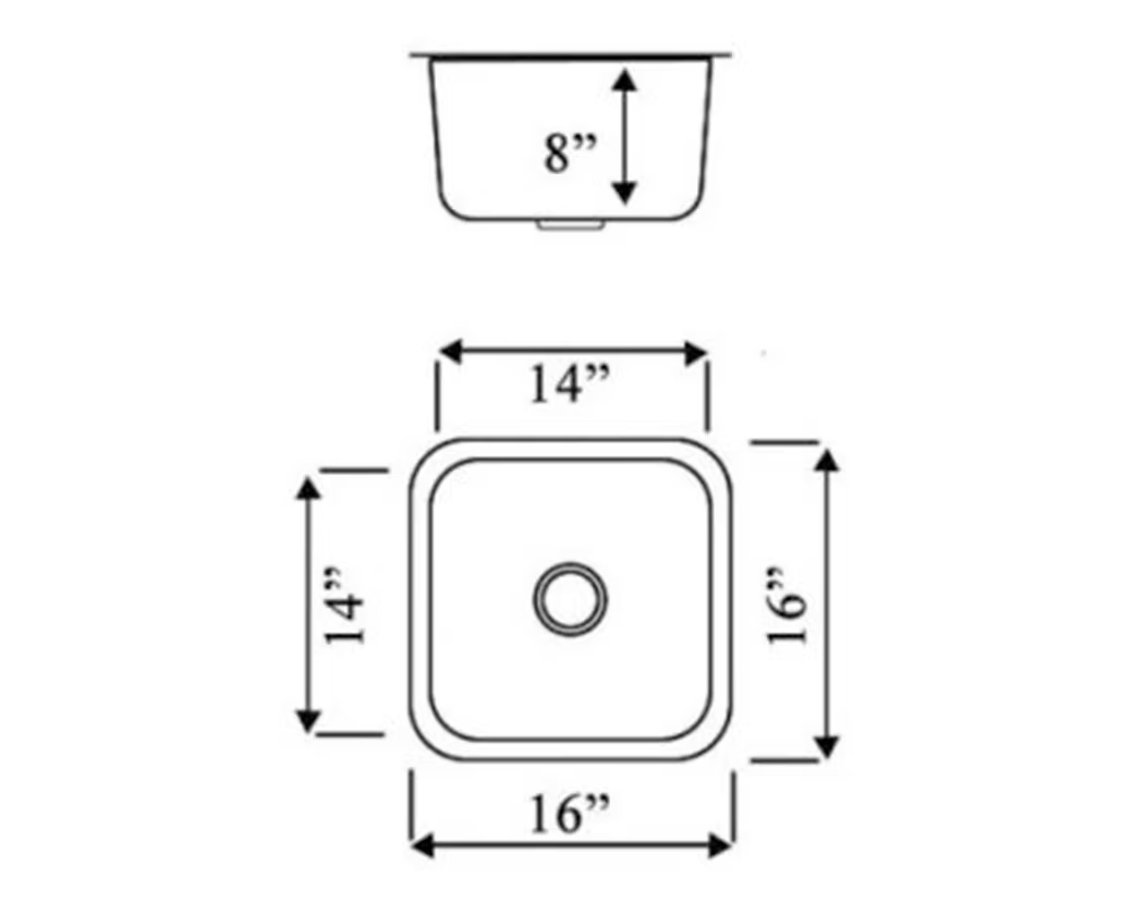 PROHS Small Single Bowl Stainless Steel Undermount Kitchen Sink