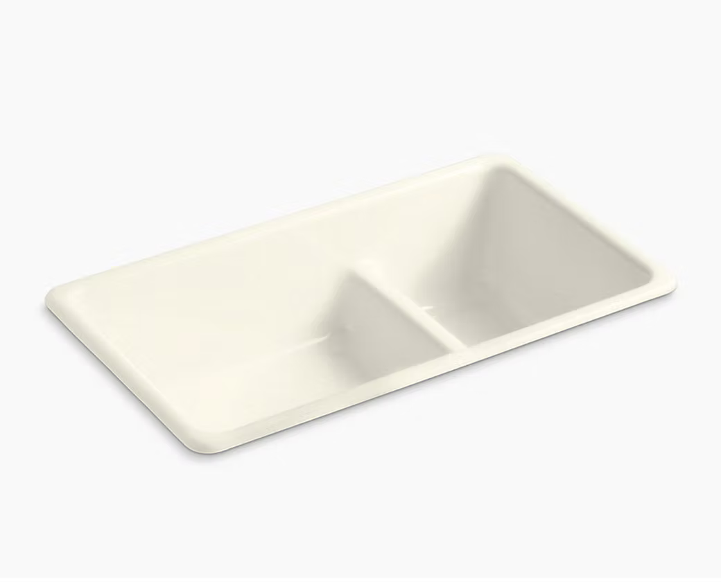 KOHLER Iron Tones 70/30 Cast Iron Reversible Undermount or Drop-in Kitchen Sink