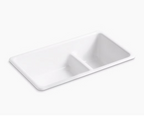 KOHLER Iron Tones 70/30 Cast Iron Reversible Undermount or Drop-in Kitchen Sink