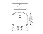PROHS Medium Single D-Bowl Stainless Steel Undermount Kitchen Sink