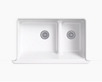 KOHLER Whitehaven 60/40 Cast Iron Short Apron Kitchen Sink