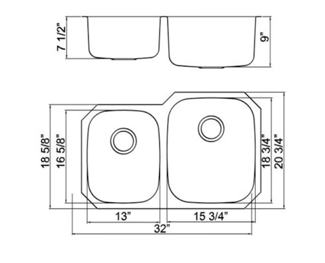 PROHS 40/60 Double Bowl Stainless Steel Undermount Kitchen Sink