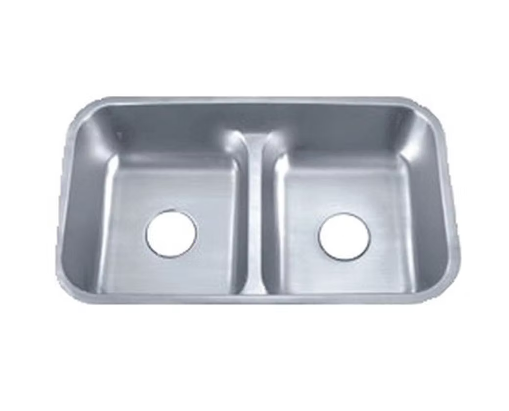 PROHS 50/50 Low Divide Equal Double Bowl Stainless Steel Undermount Kitchen Sink