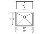 PROHS Medium Handmade Single Bowl Stainless Steel Undermount Kitchen Sink