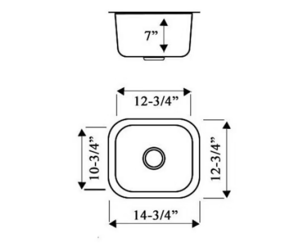 PROHS Small Single Bowl Stainless Steel Undermount Kitchen Sink