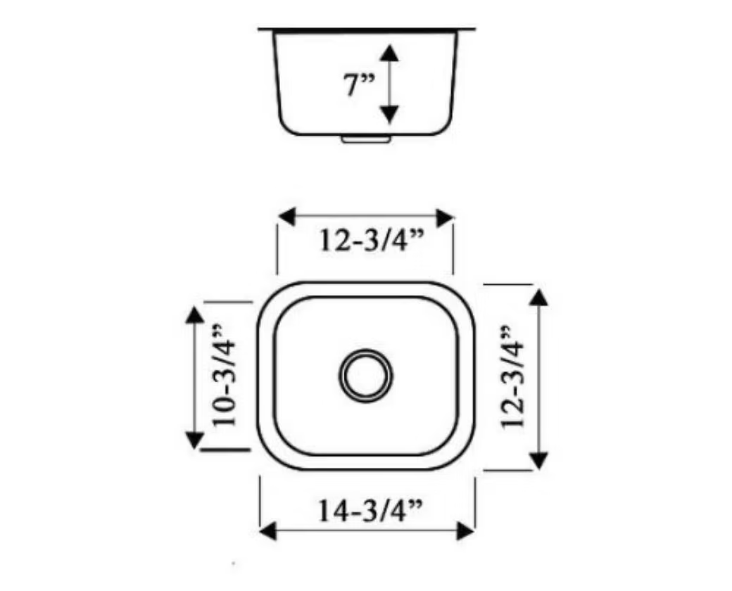 PROHS Small Single Bowl Stainless Steel Undermount Kitchen Sink