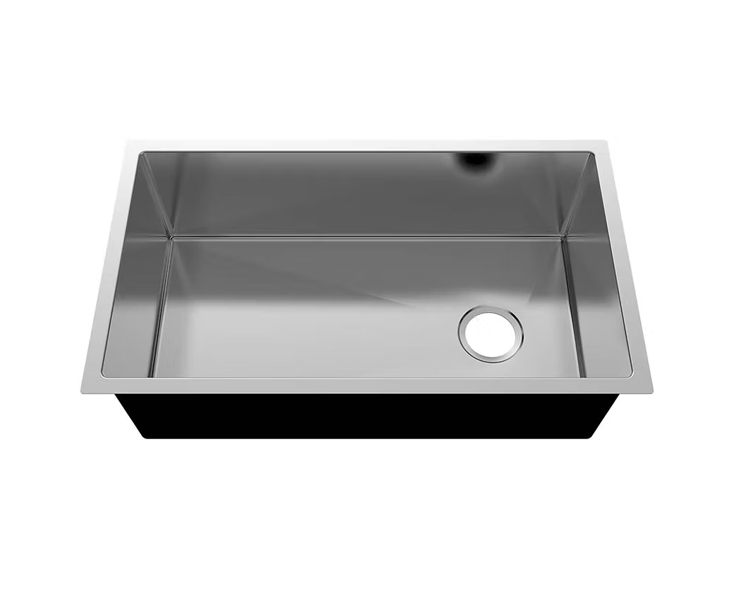PROHS Large Radial Corner Single Bowl Handmade Stainless Steel Kitchen Sink