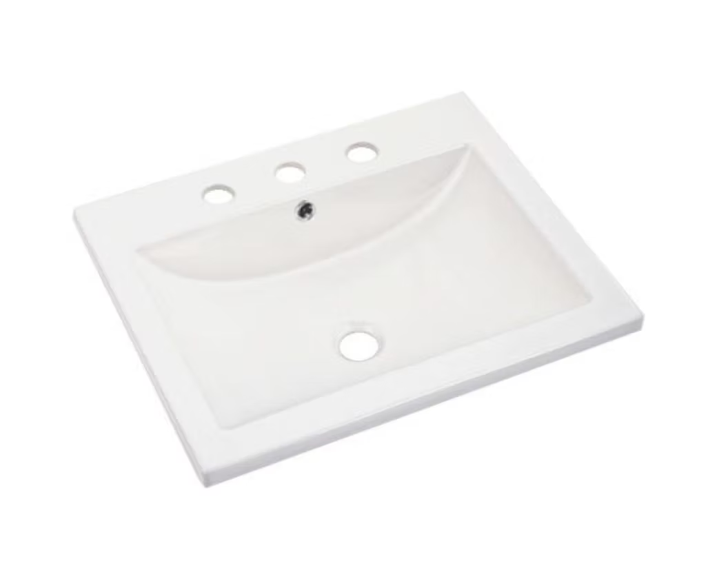 PROHS Rectangle Porcelain Drop-In Vanity Sink