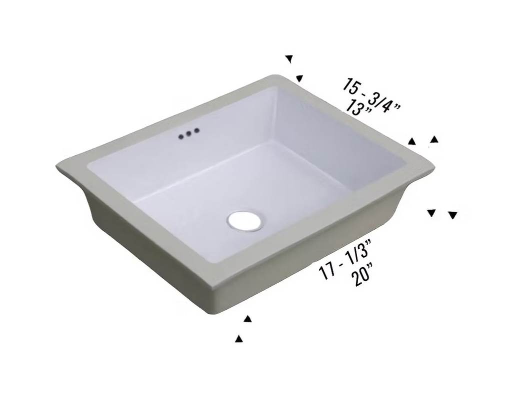 PROHS Rectangle Porcelain Undermount Vanity Sink
