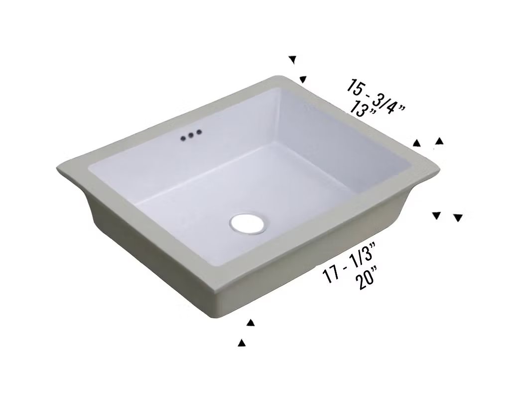 PROHS Rectangle Porcelain Undermount Vanity Sink