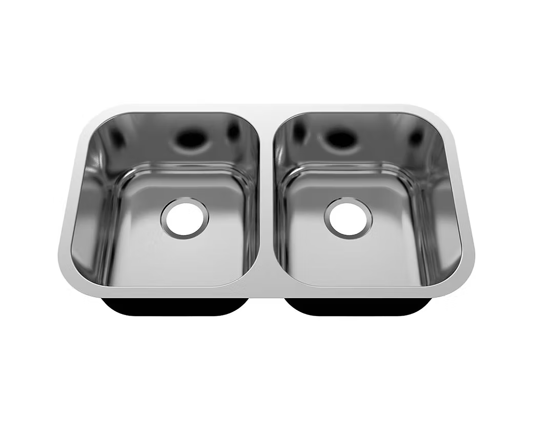 PROHS 50/50 Equal Double Bowl Stainless Steel Undermount Kitchen Sink