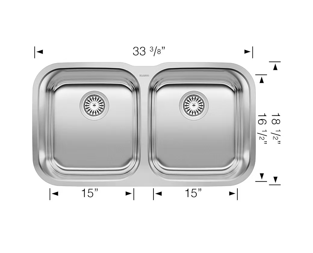 BLANCO Stellar 50-50 Stainless Steel Undermount Kitchen Sink