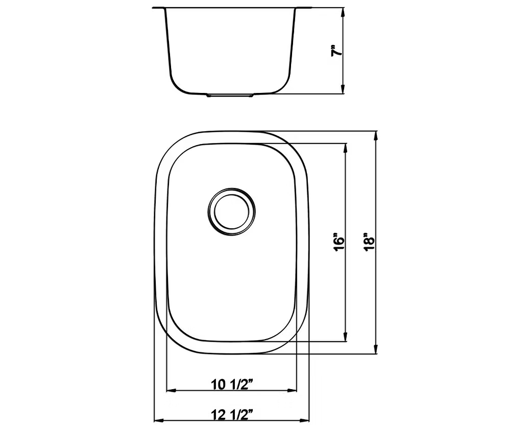 PROHS Small Single Bowl Stainless Steel Undermount Kitchen Sink