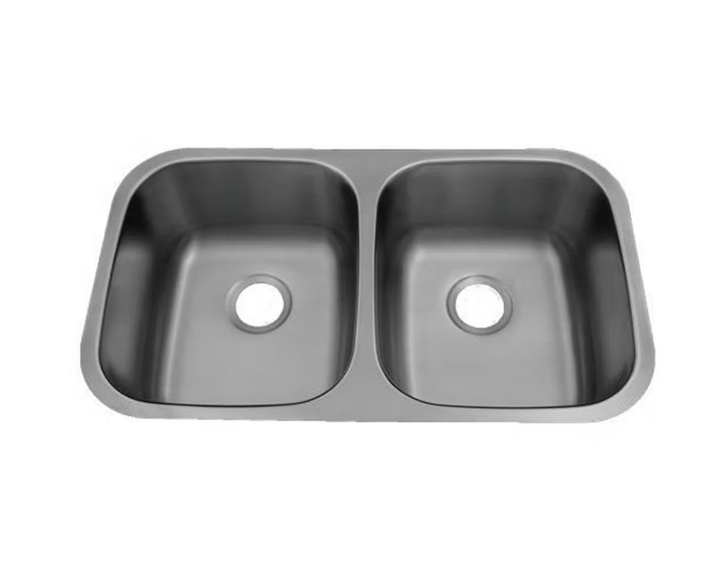 PROHS 50/50 Short Equal Double Bowl Stainless Steel Undermount Kitchen Sink