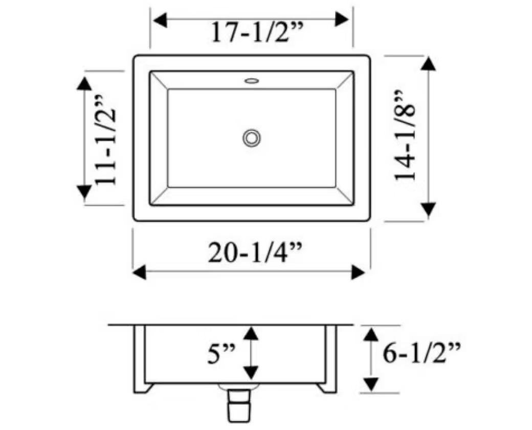 PROHS Rectangle Vessel Porcelain Vanity Sink