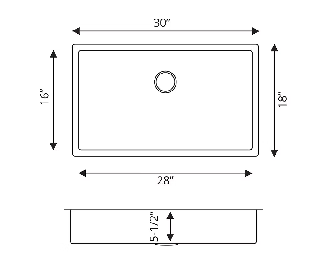 PROHS Radial Corner Single Bowl Handmade Stainless Steel Undermount Kitchen Sink