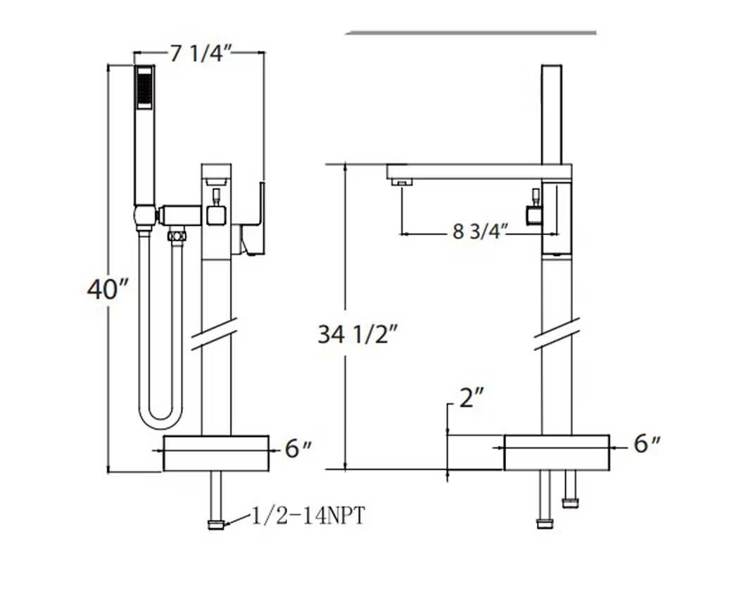 HUNTINGTON BRASS Razo Free Standing Tub Filler w/ Hand Shower
