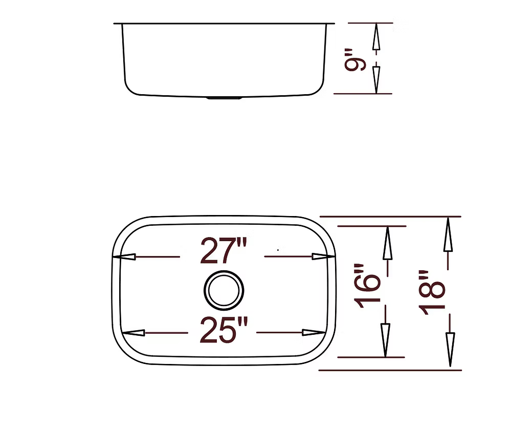 PROHS Single Bowl Stainless Steel Undermount Kitchen Sink