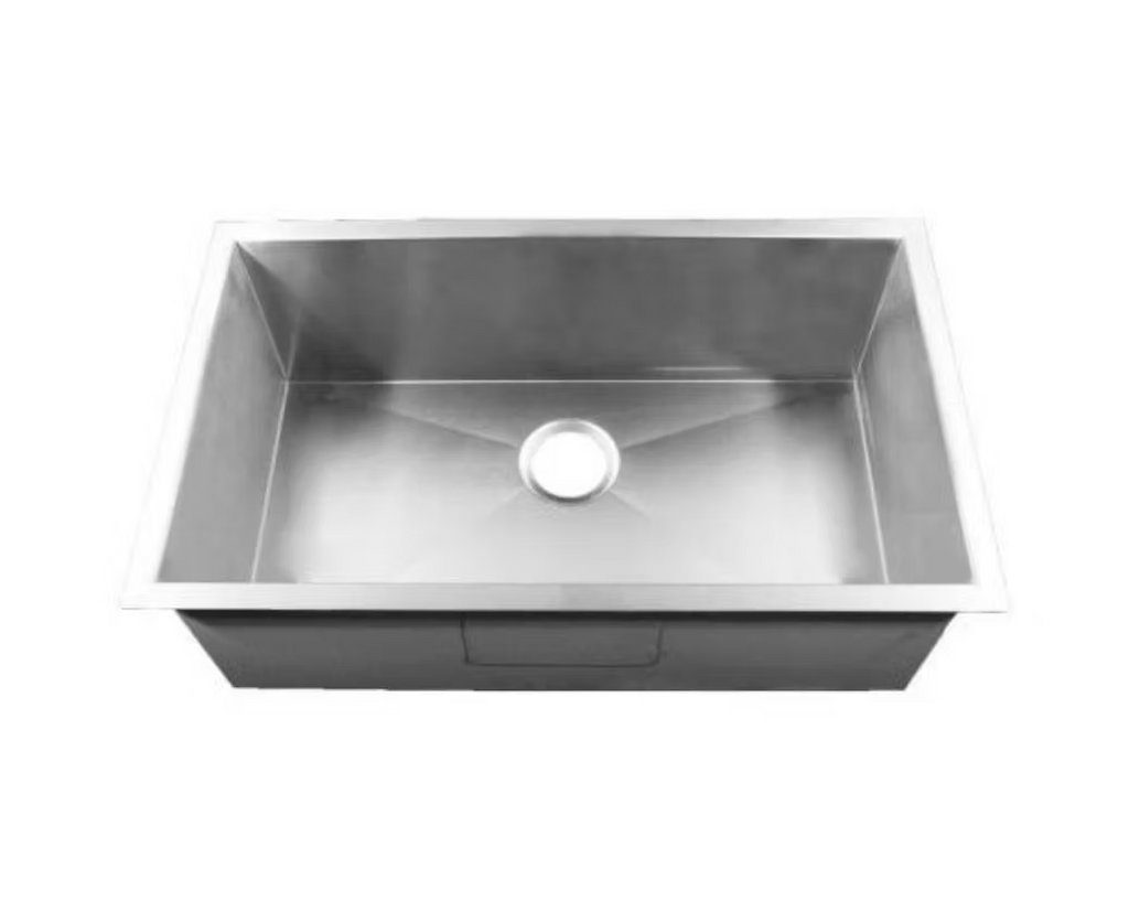 PROHS Large Single Handmade Stainless Steel Undermount Kitchen Sink