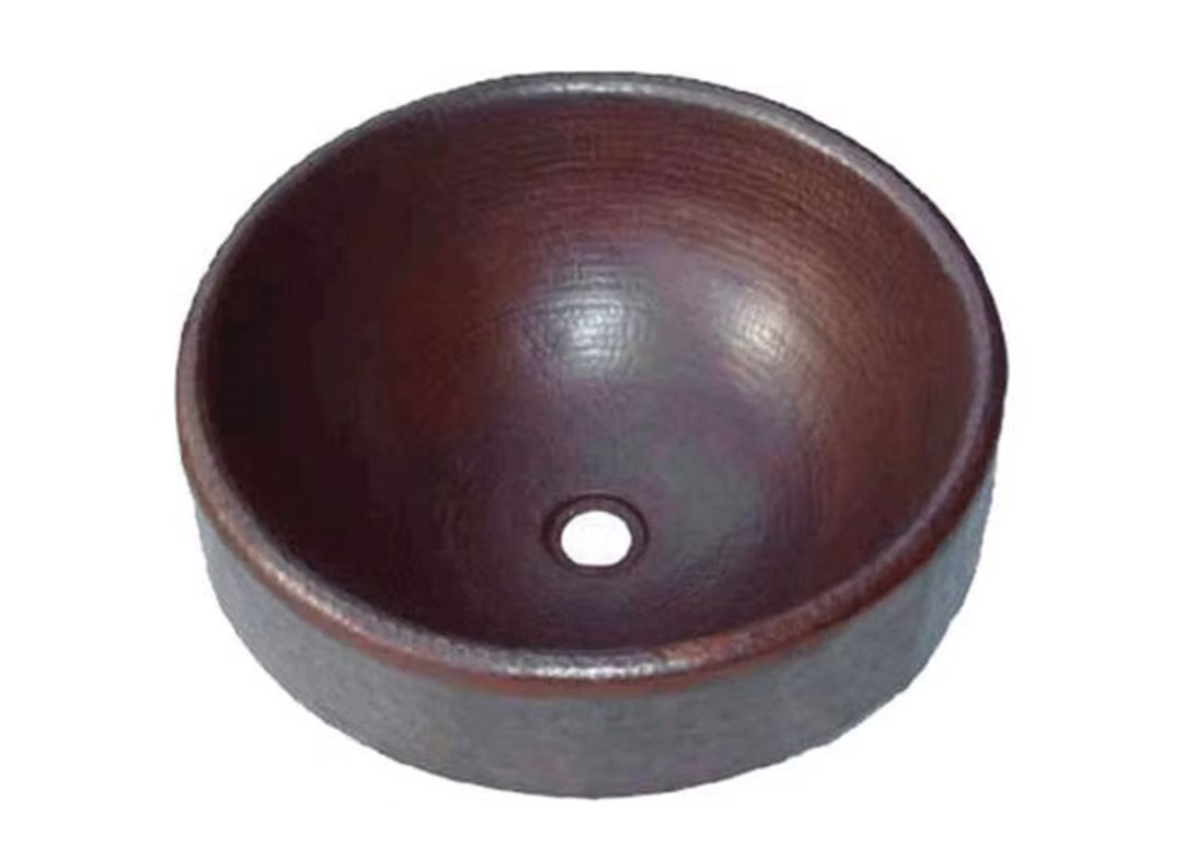 PROHS Round Apron Vessel Copper Vanity Sink