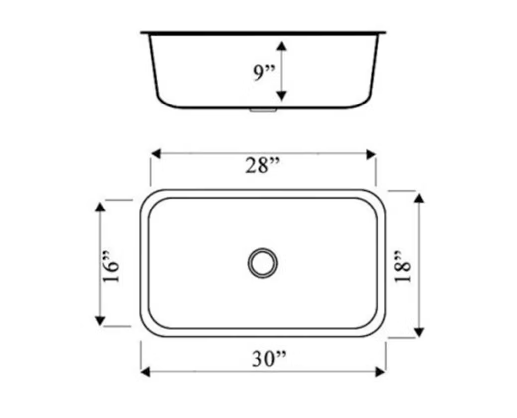 PROHS Large Single Bowl Stainless Steel Undermount Kitchen Sink