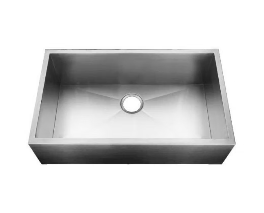 PROHS Flat Front Single Bowl Farmhouse Apron Handmade Kitchen Sink