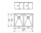 PROHS Equal Double Bowl Handmade Stainless Steel Undermount Kitchen Sink