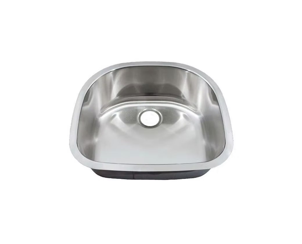 PROHS Medium Single D-Bowl Stainless Steel Undermount Kitchen Sink