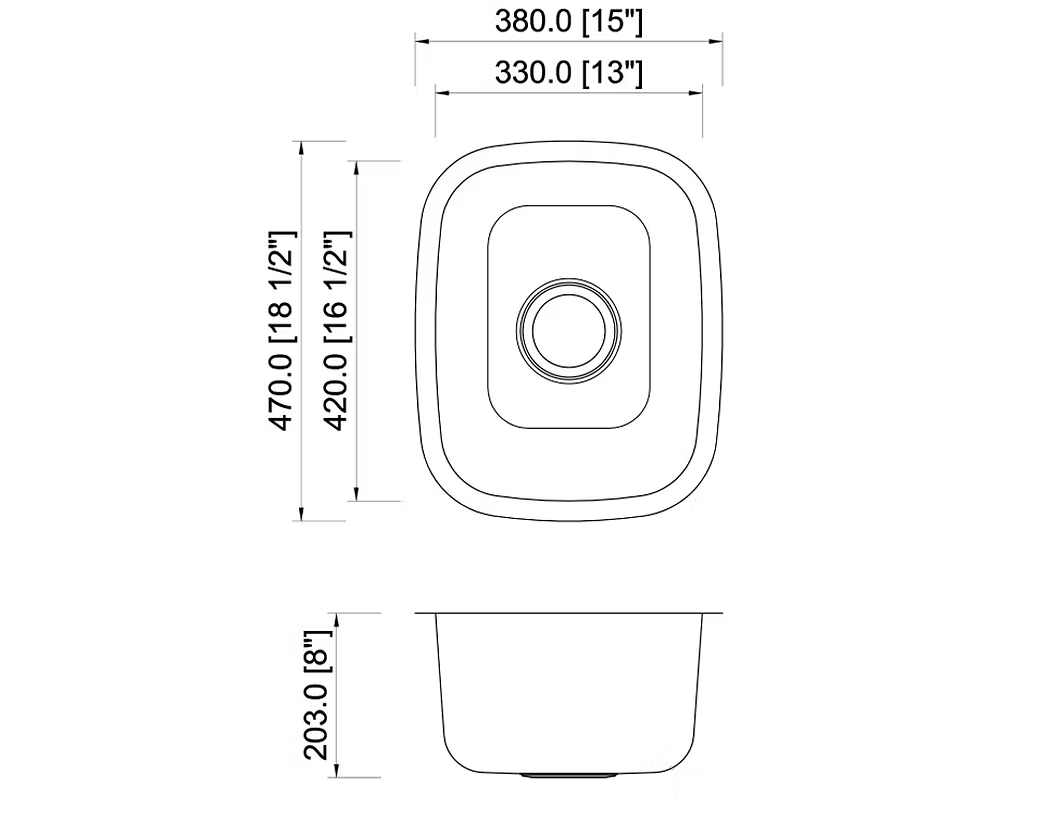 PROHS Medium Single Bowl Stainless Steel Undermount Bar Sink