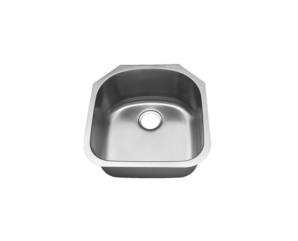 PROHS Medium Single D-Bowl Stainless Steel Undermount Kitchen Sink