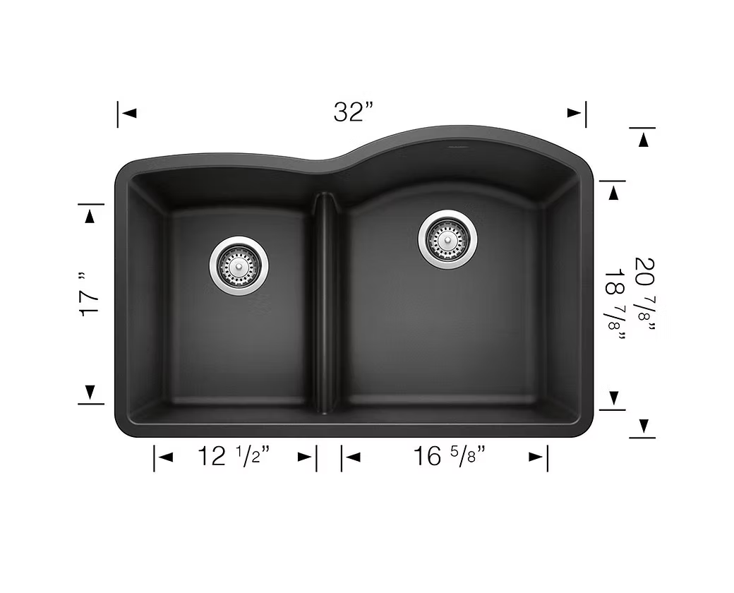 BLANCO Diamond Low Divide 40-60 Granite Composite Kitchen Sink
