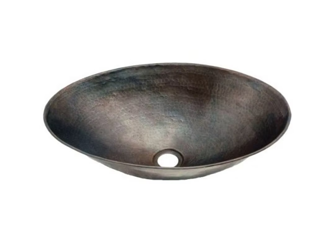 PROHS Oval Vessel 15" x 12" x 5" Copper Vanity Sink
