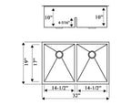 PROHS Low-Divide 50/50 Undermount Handmade Stainless Steel Kitchen Sink