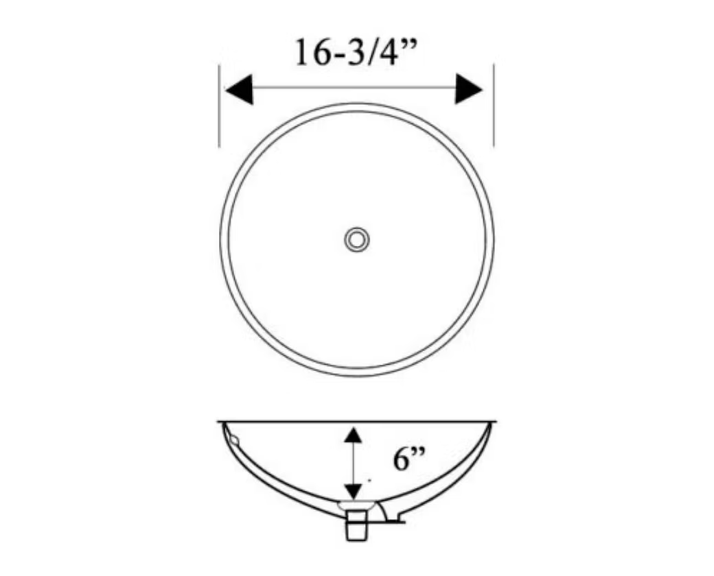 PROHS Round Vessel Porcelain Vanity Sink
