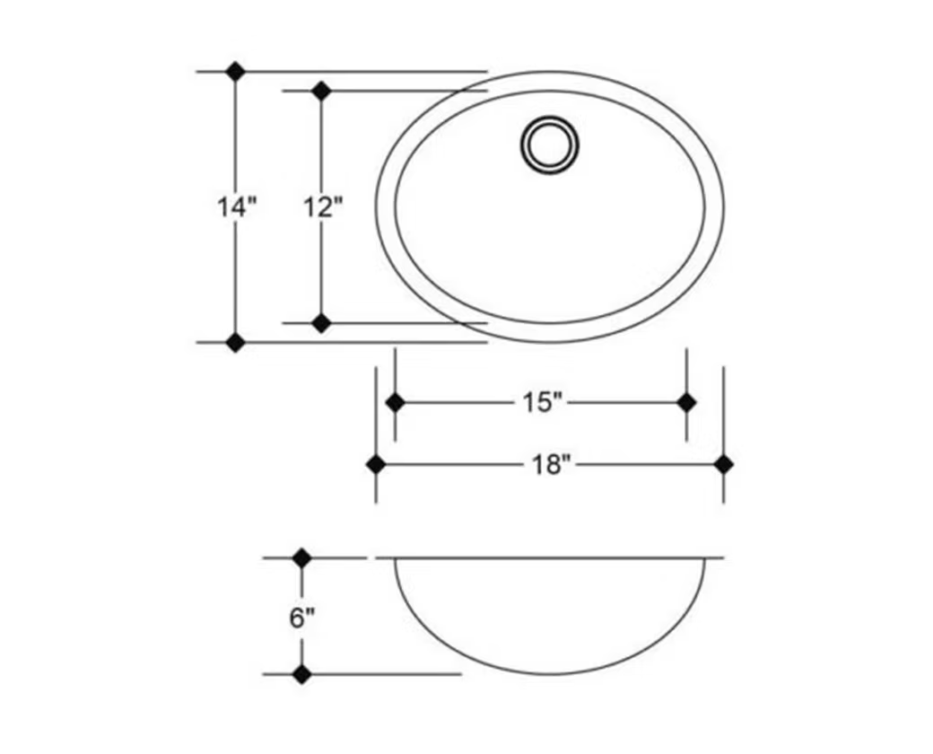 PROHS Oval Stainless Steel Undermount Vanity Sink with Overlow