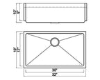 PROHS Flat Front Single Bowl Farmhouse Apron Handmade Kitchen Sink